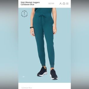 Mandala Scrubs High Waisted Joggers : Caribbean Blue, Size 3XL